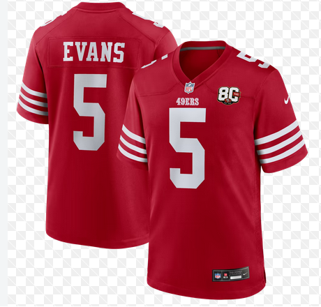 Men San Francisco 49ers #5 Mike Evans red Nike NFL Game Jersey